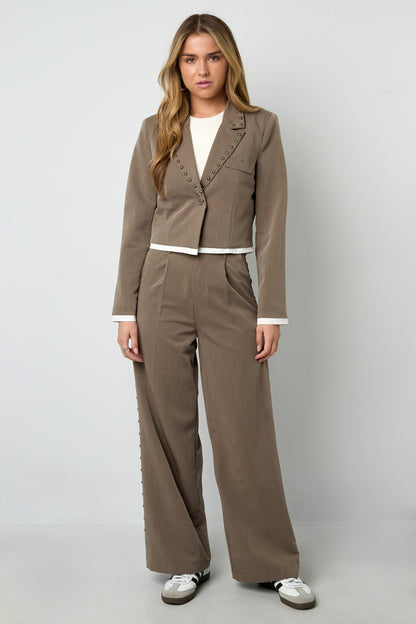 Cropped Blazer met Contrastdetail