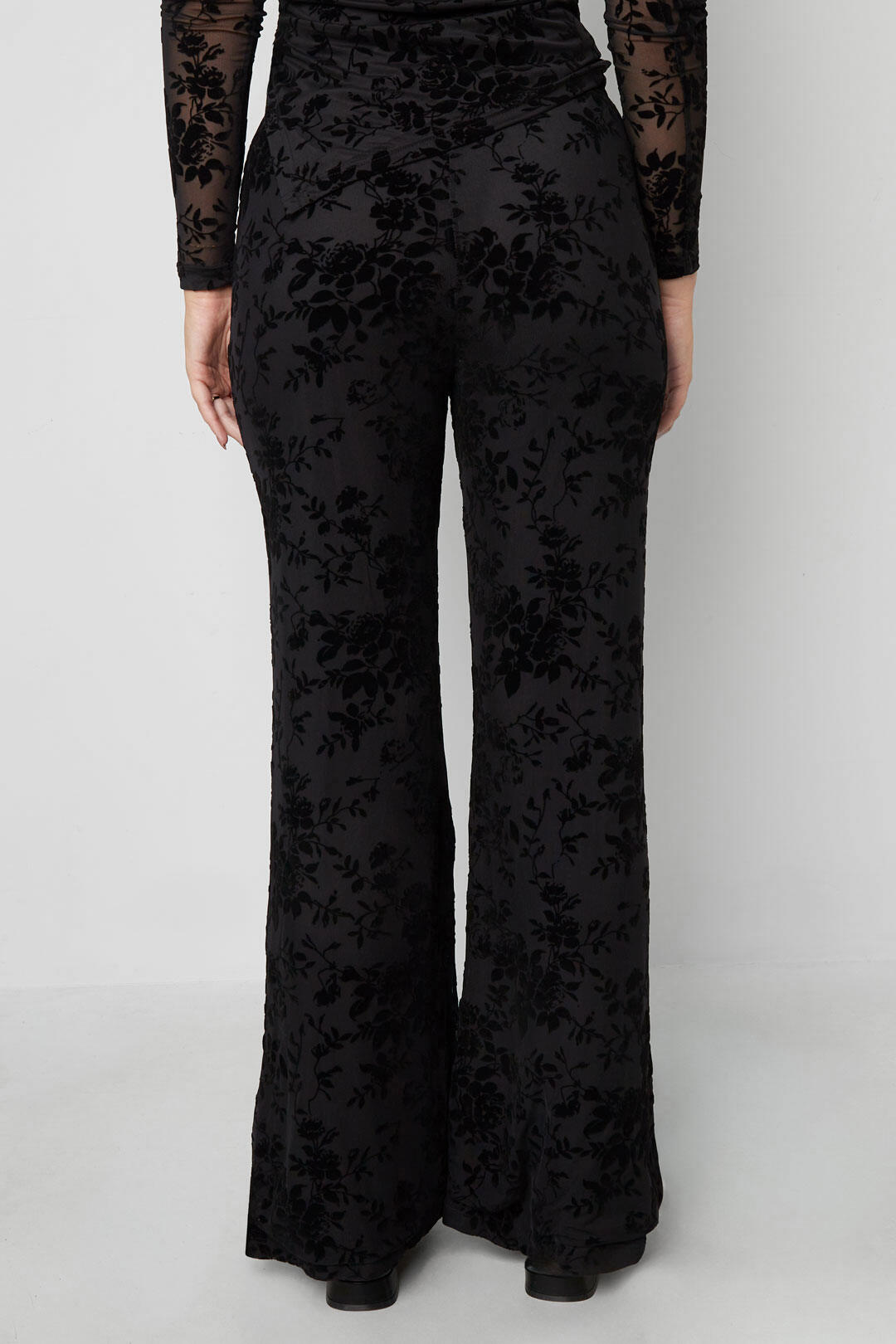 Flared Broek met Bloemenstructuur