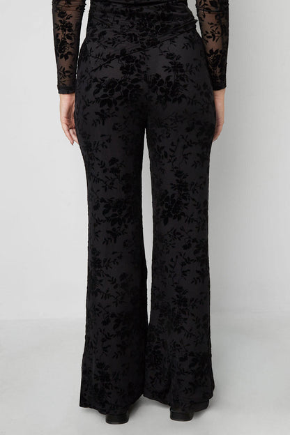 Flared Broek met Bloemenstructuur