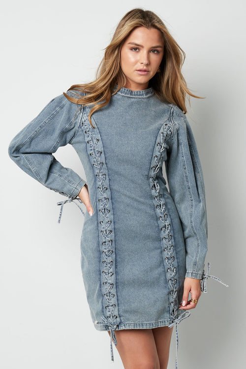 Denim Jurk met Strikdetails