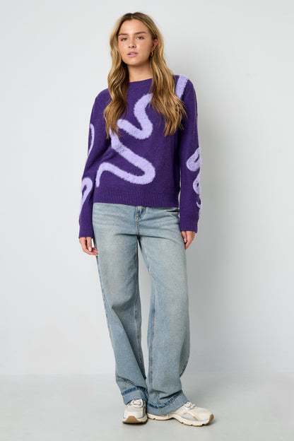 Gebreide Trui met Abstract Patroon